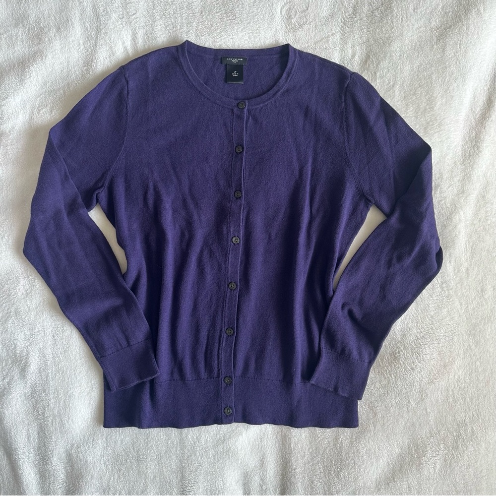 Ann Taylor Petite Modern Purple Cardigan Sweater Sz L